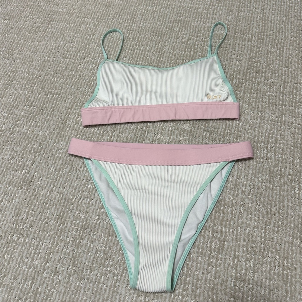 roxy bikini set high waisted bottom